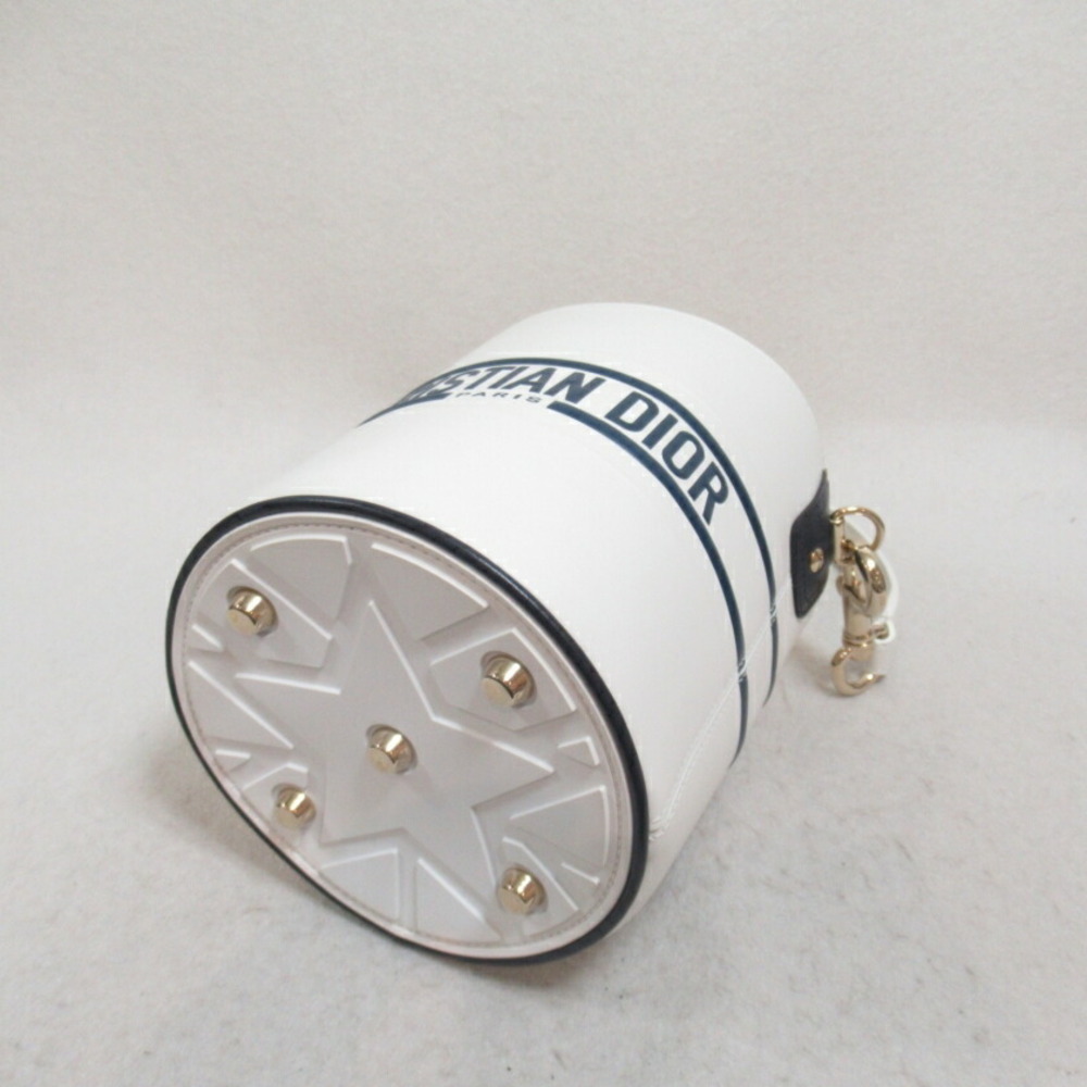 Dior Shoulder Bag Leather White Navy Blue - Picture 4 of 6